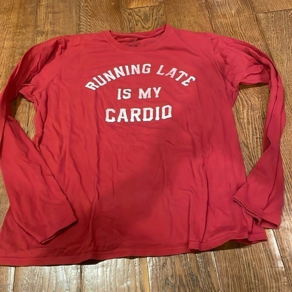 Freeze Inc Long Sleeve T-shirt Red - Ladies Size XL “Running Late is my Cardio” - Picture 1 of 3